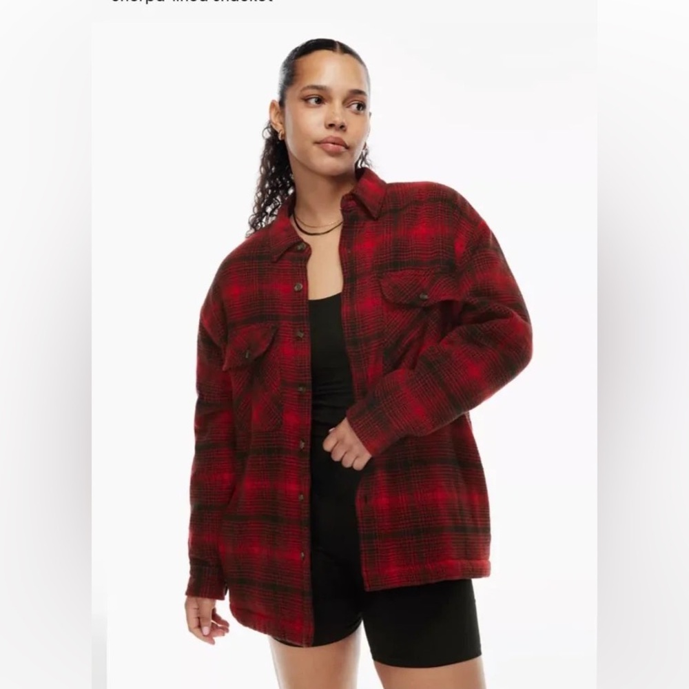 Aritzia Tna Prospect Shirt Jacket Plaid Utility Shacket Sz S